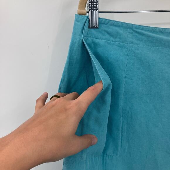 Vintage Easy Spirit Blue Silk Linen Blend Zip Lightweight Pockets Pencil Skirt - Picture 6 of 9